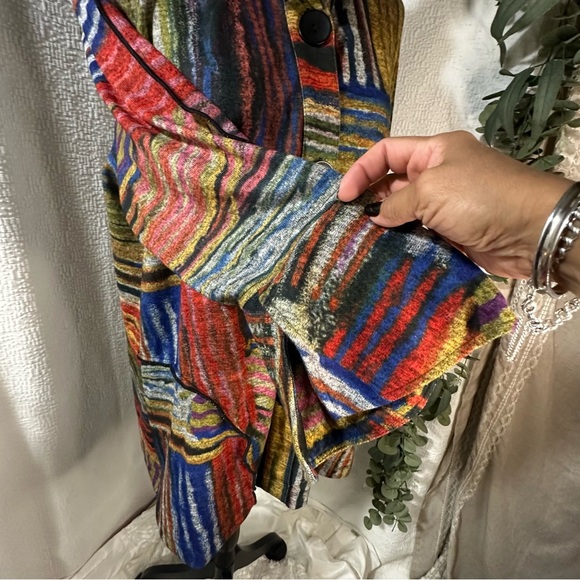 Ali Miles Lagenlook Artsy Abstract Art Knit Wire Collar Jacket XL - Picture 5 of 12